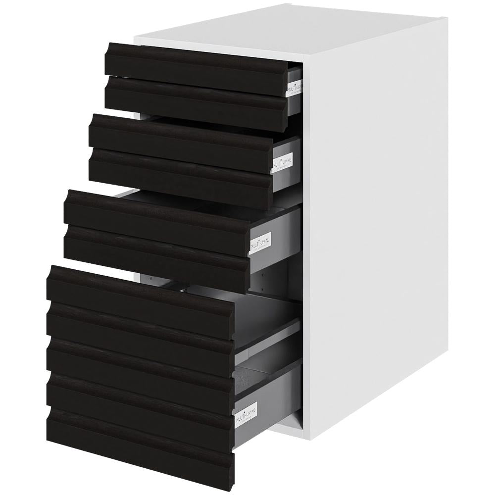 Multi-Living Køkken skuffeskab i S-Line Eg H: 70,4 cm D: 60,0 cm - 4 skuffer fuldtudtræk med softluk - Bredde: 40 cm