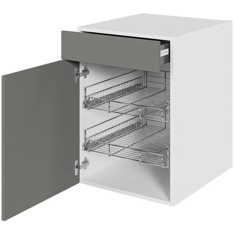 Multi-Living Køkken grydeskab i Cibo Grigio underskab H: 70,4 cm D: 60,0 cm - 2 udtræksriste 1 låge og 1 skuffe med deludtræk/softluk - Bredde: 50 cm