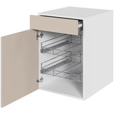 Multi-Living Køkken grydeskab i Cibo Sabbia 123 underskab H: 70,4 cm D: 60,0 cm - 2 udtræksriste 1 låge & 1 skuffe med fuldudtræk/softluk - Bredde: 50 cm