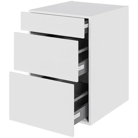 Multi-Living Køkken skuffeskab i Malet Hvid Front H: 70,4 cm D: 60,0 cm - 3 skuffer deludtræk/softluk - Bredde: 50 cm