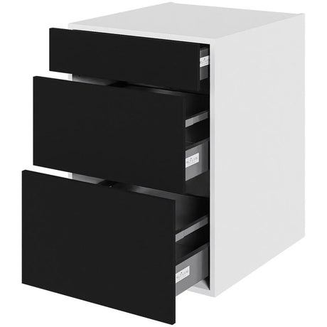 Multi-Living Køkken skuffeskab i Cibo Nero H: 70,4 cm D: 60,0 cm - 3 skuffer deludtræk/softluk - Bredde: 50 cm