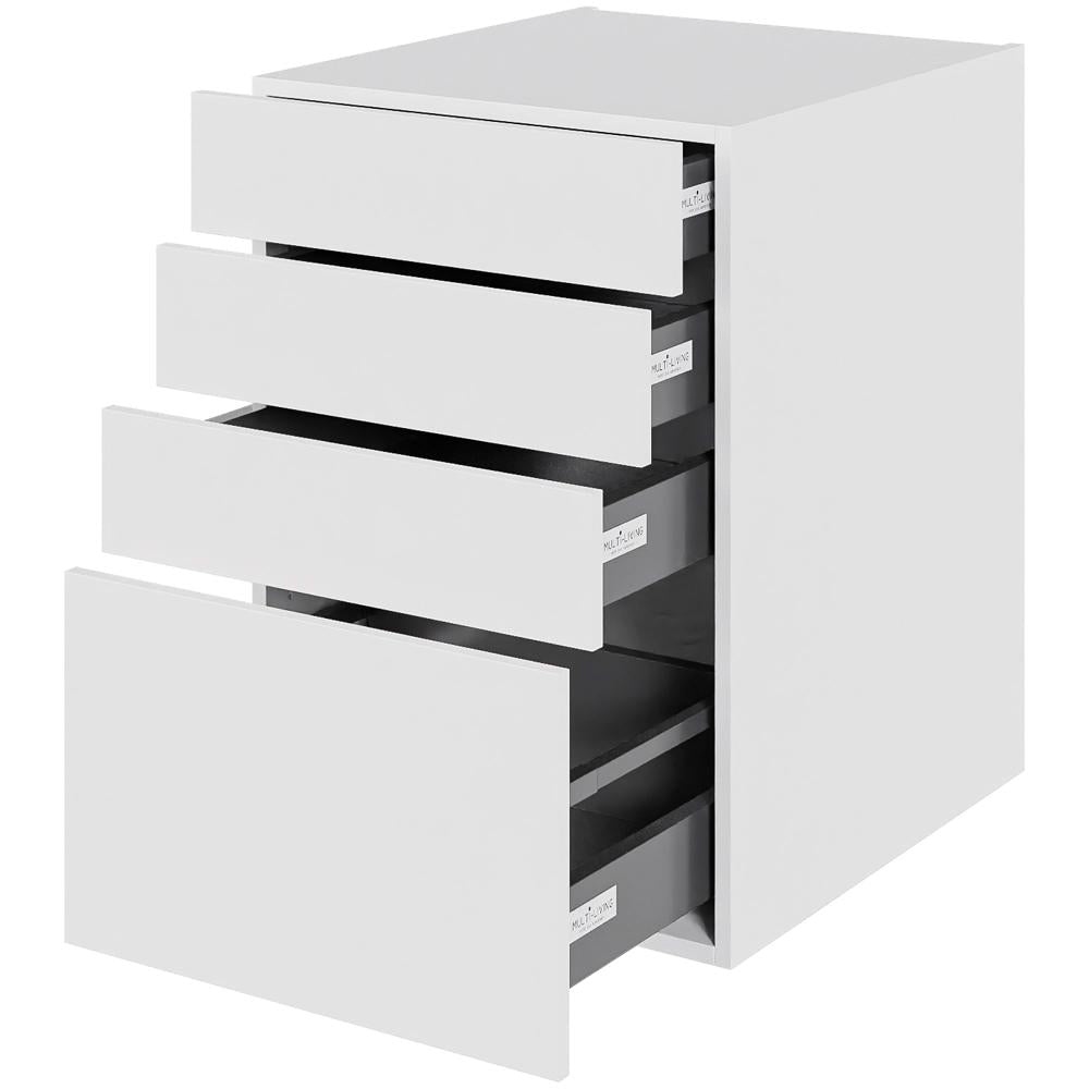 Multi-Living Køkken skuffeskab i Malet Hvid Front H: 70,4 cm D: 60,0 cm - 4 skuffer deludtræk/softluk - Bredde: 50 cm