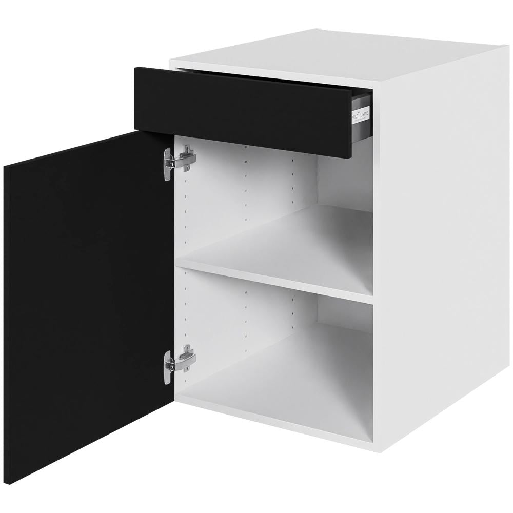 Multi-Living Køkken hyldeskab i Cibo Nero H: 70,4 cm D: 60,0 cm - 1 låge & skuffe fuldudtræk/softluk - Bredde: 50 cm