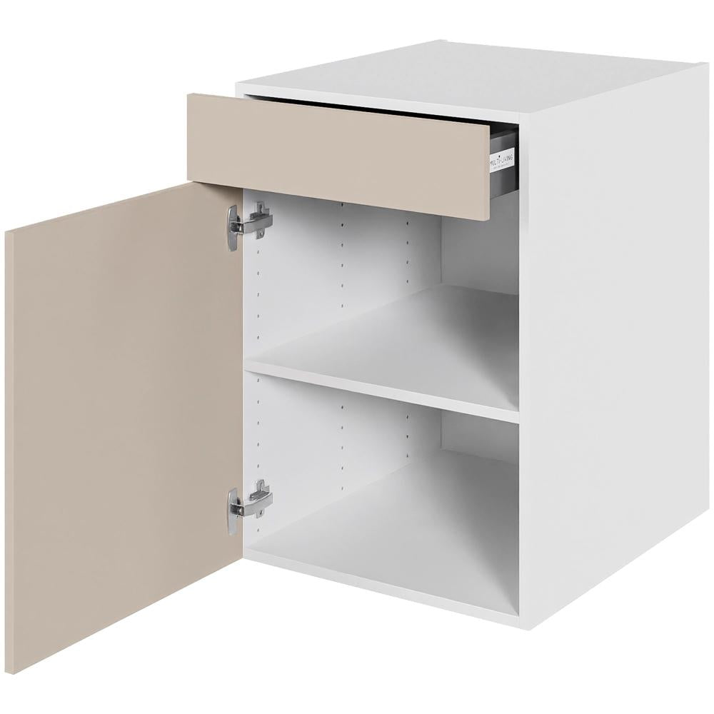 Multi-Living Køkken hyldeskab i Cibo Sabbia 123 H: 70,4 cm D: 60,0 cm - 1 låge & skuffe fuldudtræk/softluk - Bredde: 50 cm