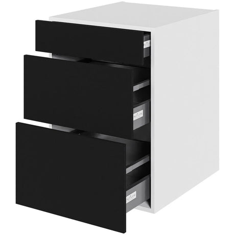Multi-Living Køkken skuffeskab i Cibo Nero H: 70,4 cm D: 60,0 cm - 3 skuffer fuldtudtræk/softluk - Bredde: 50 cm