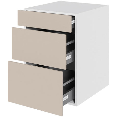 Multi-Living Køkken skuffeskab i Cibo Sabbia 123 H: 70,4 cm D: 60,0 cm - 3 skuffer fuldtudtræk/softluk - Bredde: 50 cm