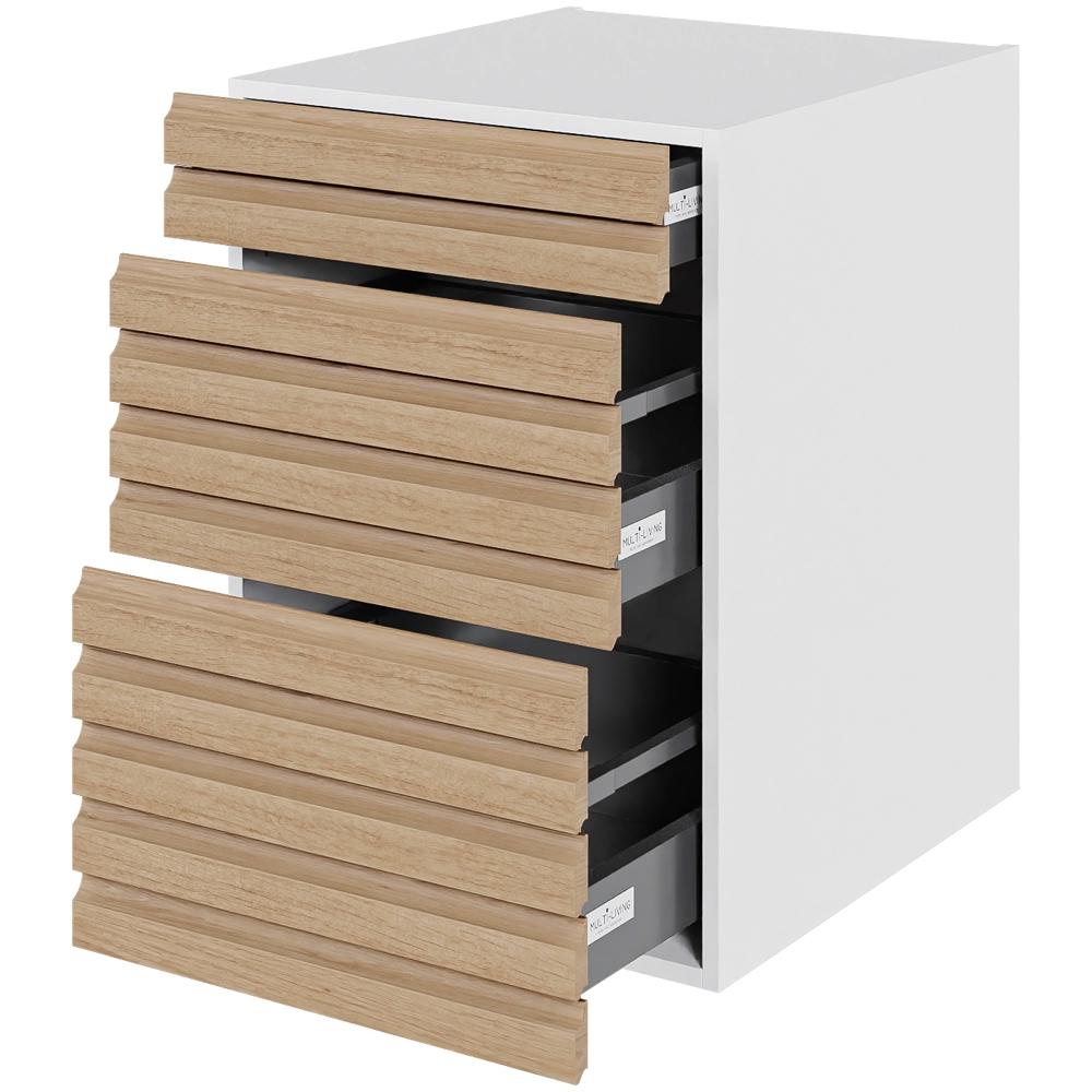 Multi-Living Køkken skuffeskab i S-Line Eg H: 70,4 cm D: 60,0 cm - 3 skuffer fuldtudtræk og softluk - Bredde: 50 cm