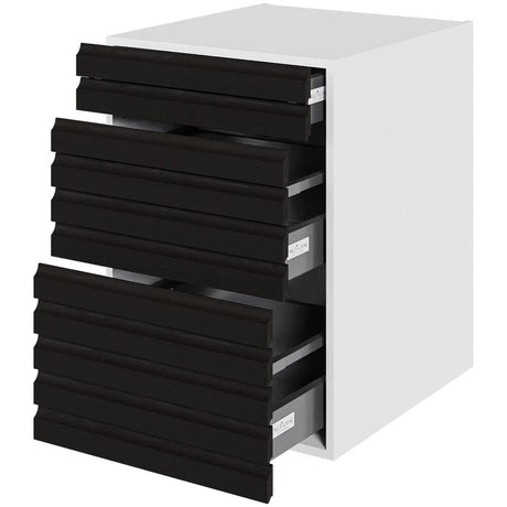 Multi-Living Køkken skuffeskab i S-Line Sort Eg H: 70,4 cm D: 60,0 cm - 3 skuffer fuldtudtræk med softluk - Bredde: 60 cm