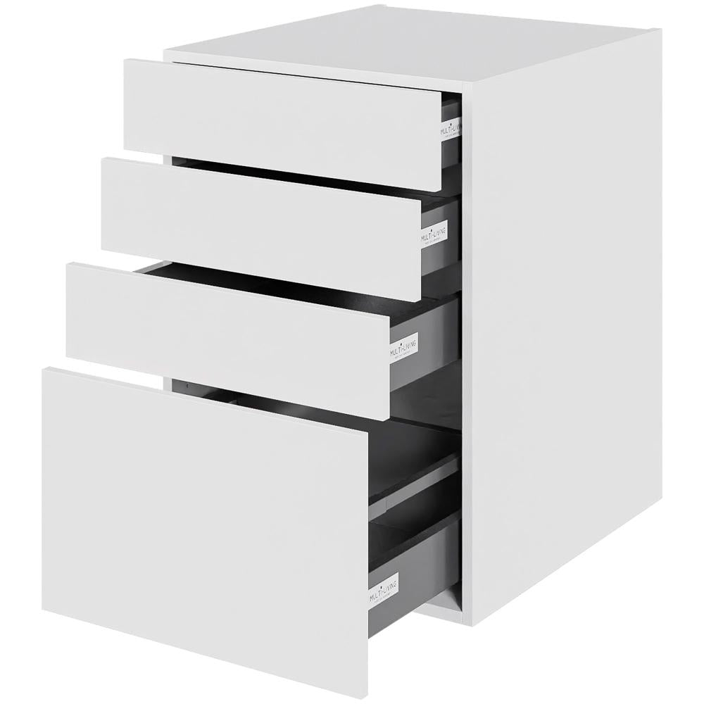 Multi-Living Køkken skuffeskab i Malet Hvid Front H: 70,4 cm D: 60,0 cm - 4 skuffer fuldtudtræk/softluk - Bredde: 40 cm