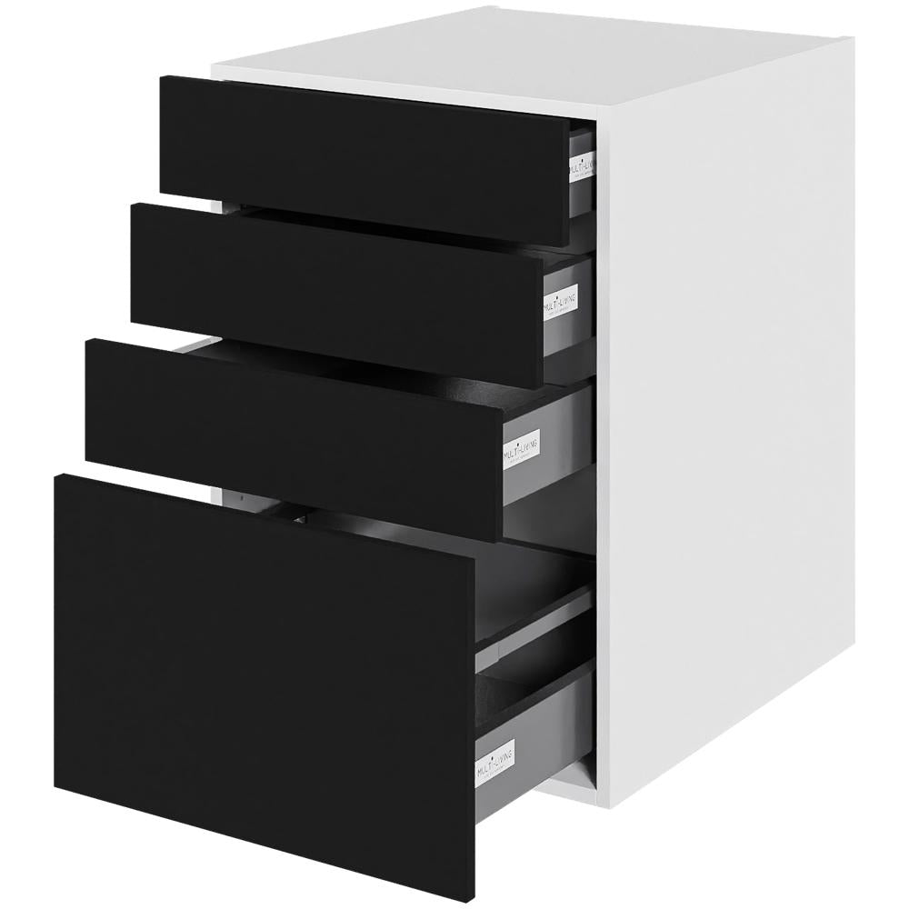 Multi-Living Køkken skuffeskab i Cibo Nero H: 70,4 cm D: 60,0 cm - 4 skuffer fuldtudtræk/softluk - Bredde: 50 cm