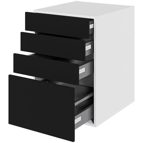 Multi-Living Køkken skuffeskab i Cibo Nero H: 70,4 cm D: 60,0 cm - 4 skuffer fuldtudtræk/softluk - Bredde: 50 cm