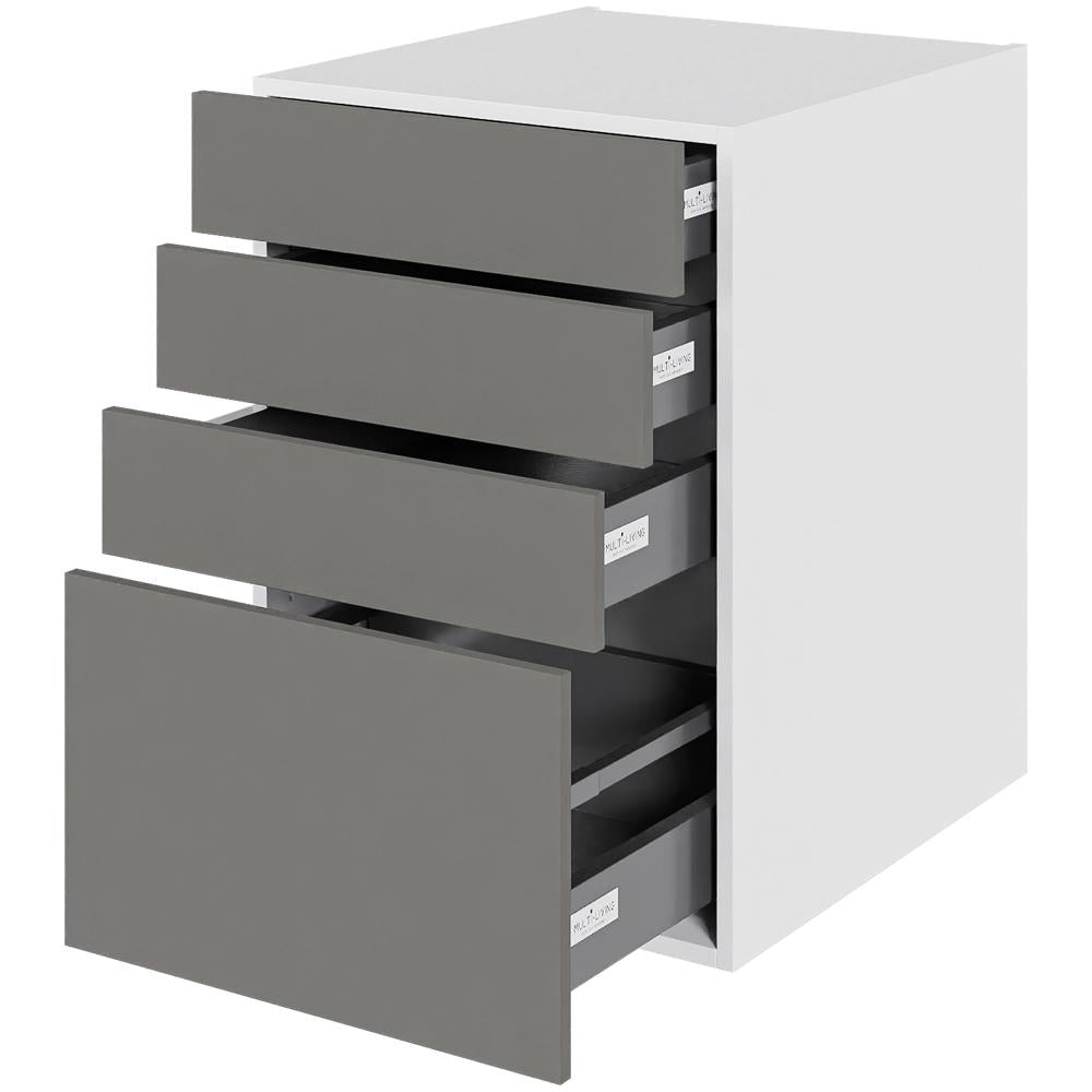 Multi-Living Køkken skuffeskab i Cibo Grigio H: 70,4 cm D: 60,0 cm - 4 skuffer fuldtudtræk/softluk - Bredde: 50 cm