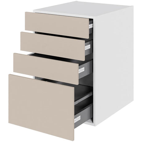 Multi-Living Køkken skuffeskab i Cibo Sabbia 123 H: 70,4 cm D: 60,0 cm - 4 skuffer fuldtudtræk/softluk - Bredde: 50 cm