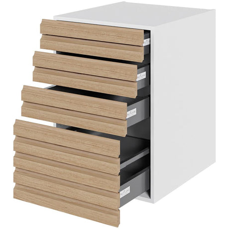 Multi-Living Køkken skuffeskab i S-Line Eg H: 70,4 cm D: 60,0 cm - 4 skuffer fuldtudtræk med softluk - Bredde: 60 cm