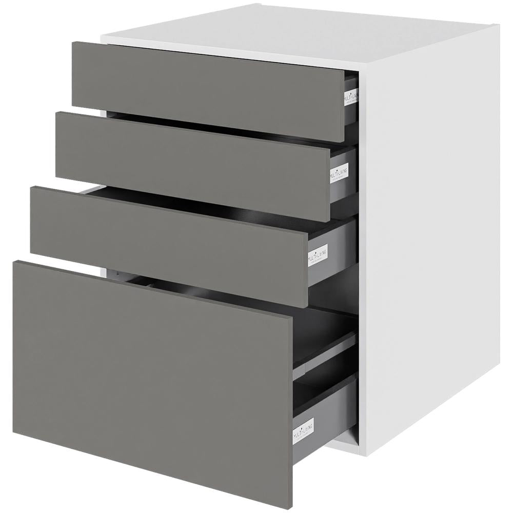Multi-Living Køkken skuffeskab i Cibo Grigio H: 70,4 cm D: 60,0 cm - 4 skuffer deludtræk/softluk - Bredde: 60 cm