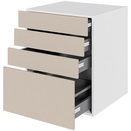 Multi-Living Køkken skuffeskab i Cibo Sabbia H: 70,4 cm D: 60,0 cm - 4 skuffer deludtræk/softluk - Bredde: 60 cm