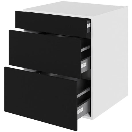 Multi-Living Køkken skuffeskab i Cibo Nero H: 70,4 cm D: 60,0 cm - 3 skuffer fuldtudtræk/softluk - Bredde: 60 cm