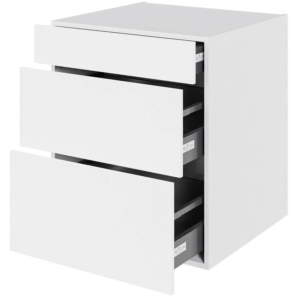 Multi-Living Køkken HQ kolonialskab i Cibo Bianco 129 H: 70,4 cm D: 60,0 cm B: 60 cm - med 3 skuffer, fuldudtræk og softluk