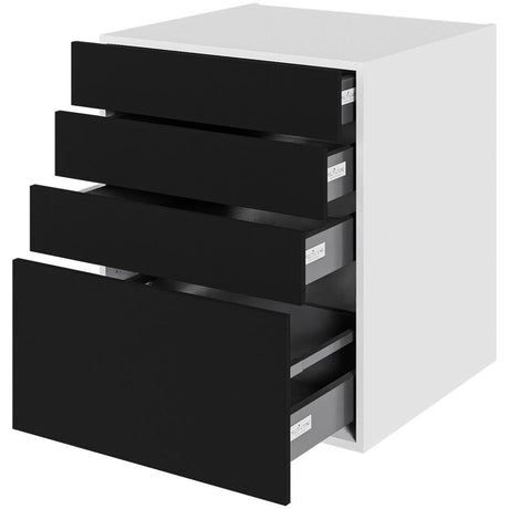 Multi-Living Køkken skuffeskab i Cibo Nero H: 70,4 cm D: 60,0 cm - 4 skuffer fuldtudtræk/softluk - Bredde: 60 cm