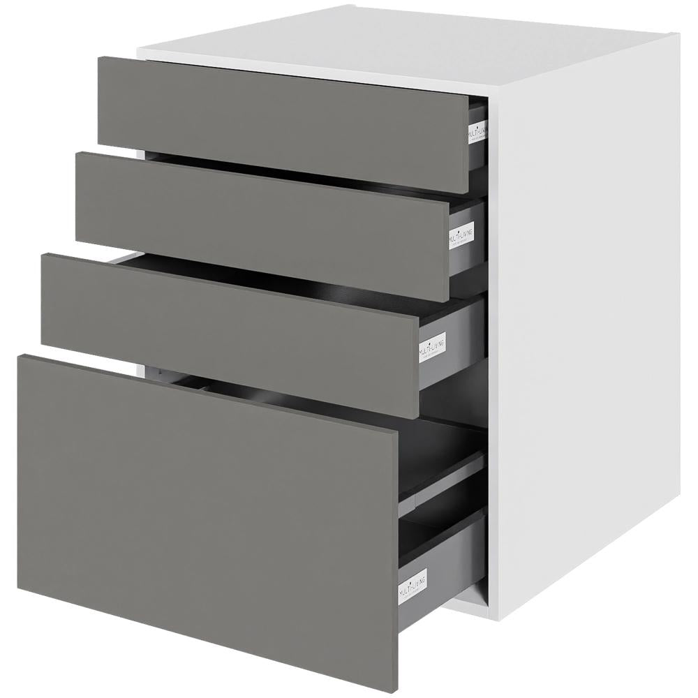 Multi-Living Køkken skuffeskab i Cibo Grigio H: 70,4 cm D: 60,0 cm - 4 skuffer fuldtudtræk/softluk - Bredde: 60 cm