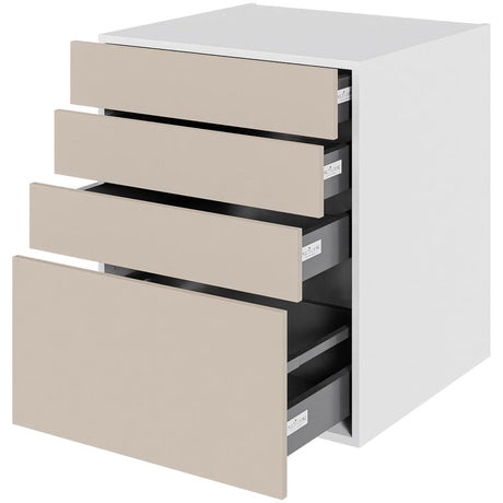 Multi-Living Køkken skuffeskab i Cibo Sabbia 123 H: 70,4 cm D: 60,0 cm - 4 skuffer fuldtudtræk/softluk - Bredde: 60 cm