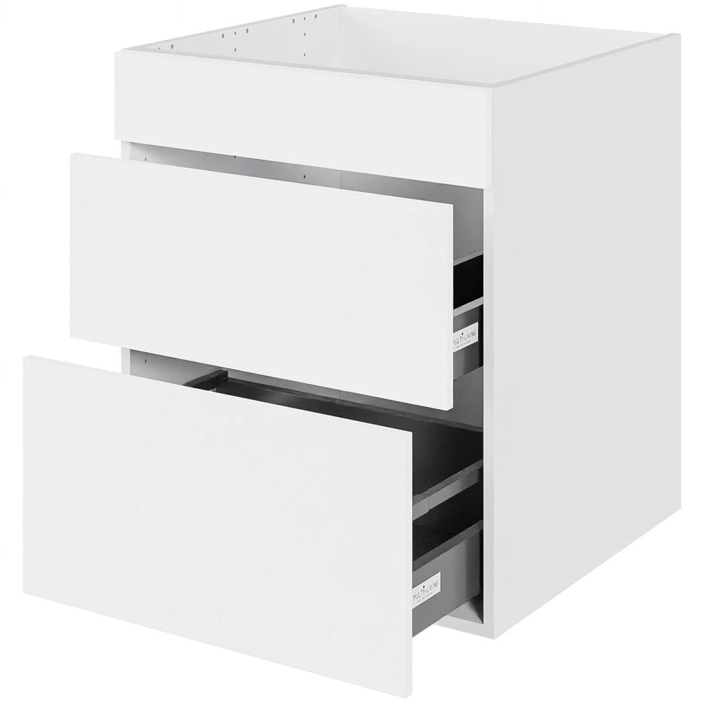 Multi-Living Køkken HQ vaskeskab/kolonialskab i Cibo Bianco 129 H: 70,4 cm D: 60,0 cm B: 60 cm - med metalforsarg, fuldudtræk og softluk