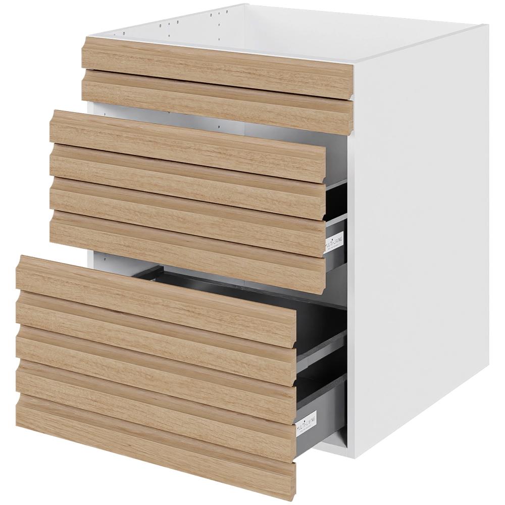 Multi-Living Køkken vaskeskab i S-Line Eg H: 70,4 cm D: 60,0 cm - Fuldudtræk med softluk - Bredde: 100 cm