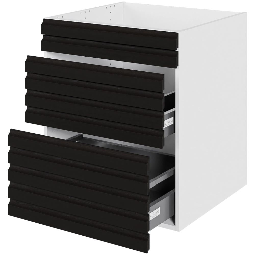 Multi-Living Køkken vaskeskab i S-Line sort Eg H: 70,4 cm D: 60,0 cm - Fuldudtræk med softluk - Bredde: 60 cm