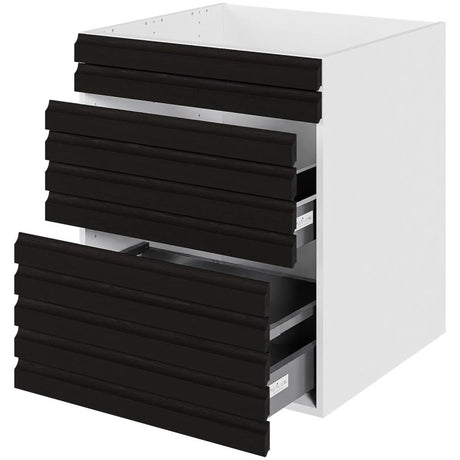 Multi-Living Køkken vaskeskab i S-Line sort Eg H: 70,4 cm D: 60,0 cm - Fuldudtræk med softluk - Bredde: 60 cm