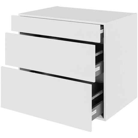 Multi-Living Køkken skuffeskab i Malet Hvid Front H: 70,4 cm D: 60,0 cm - 3 skuffer deludtræk/softluk - Bredde: 100cm