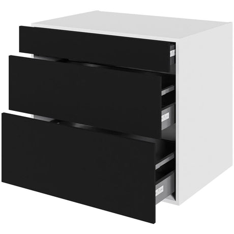 Multi-Living Køkken skuffeskab i Cibo Nero H: 70,4 cm D: 60,0 cm - 3 skuffer deludtræk/softluk - Bredde: 100 cm