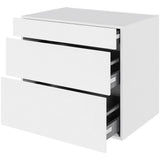 Multi-Living Køkken kolonialskab i Cibo Bianco 129 H: 70,4 cm D: 60,0 cm B: 80 cm - med 3 skuffer og deludtræk/softluk