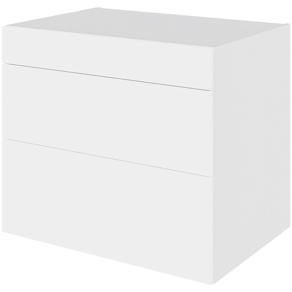 Multi-Living Køkken kolonialskab i Cibo Bianco 129 H: 70,4 cm D: 60,0 cm B: 80 cm - med 3 skuffer og deludtræk/softluk