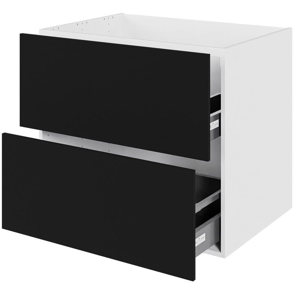 Multi-Living Køkken vaskeskab i Cibo Nero H: 70,4 cm D: 60,0 cm - 2 skuffer fuldudtræk/softluk - Bredde: 80 cm