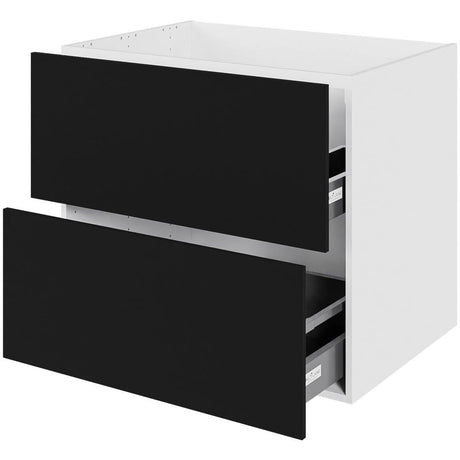 Multi-Living Køkken vaskeskab i Cibo Nero H: 70,4 cm D: 60,0 cm - 2 skuffer fuldudtræk/softluk - Bredde: 80 cm