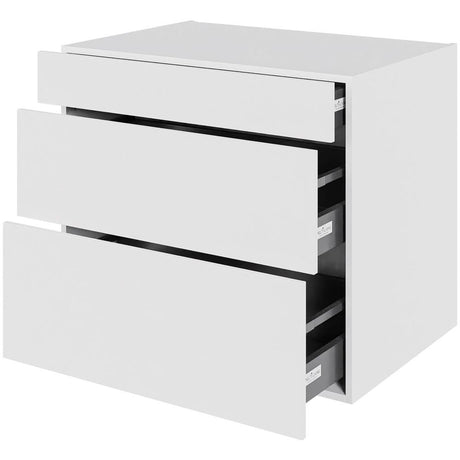 Multi-Living Køkken skuffeskab i Malet Hvid Front H: 70,4 cm D: 60,0 cm - 3 skuffer fuldtudtræk/softluk - Bredde: 80 cm