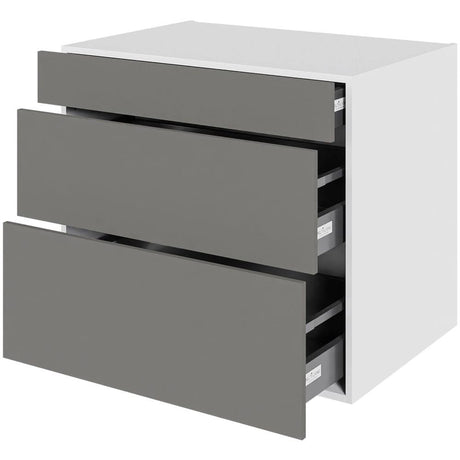 Multi-Living Køkken skuffeskab i Cibo Grigio H: 70,4 cm D: 60,0 cm - 3 skuffer fuldtudtræk/softluk - Bredde: 80 cm