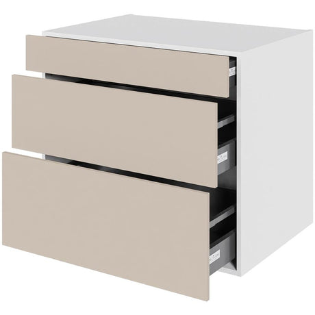 Multi-Living Køkken skuffeskab i Cibo Sabbia 123 H: 70,4 cm D: 60,0 cm - 3 skuffer fuldtudtræk/softluk - Bredde: 80 cm