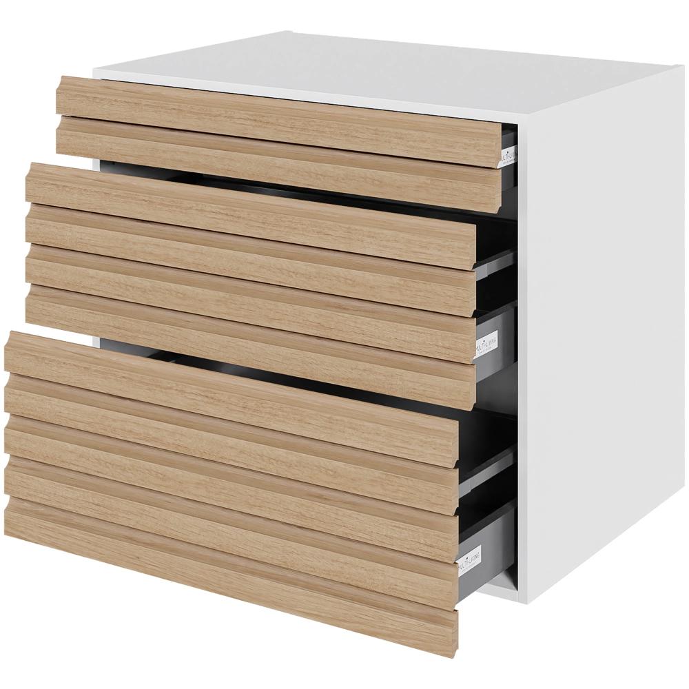 Multi-Living Køkken skuffeskab i S-Line Eg H: 70,4 cm D: 60,0 cm - 3 skuffer fuldtudtræk og softluk - Bredde: 80 cm
