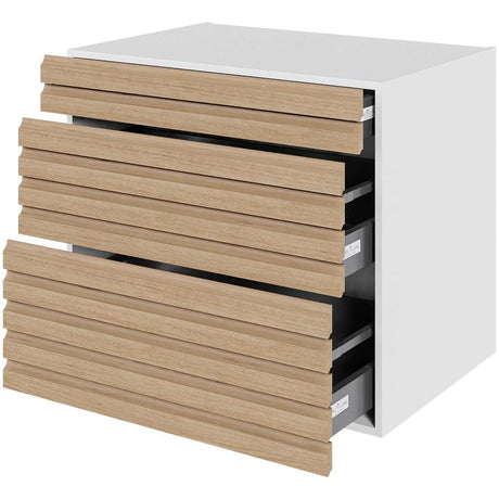 Multi-Living Køkken skuffeskab i S-Line Eg H: 70,4 cm D: 60,0 cm - 3 skuffer fuldtudtræk og softluk - Bredde: 80 cm