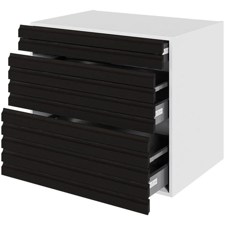 Multi-Living Køkken skuffeskab i S-Line Sort Eg H: 70,4 cm D: 60,0 cm - 3 skuffer fuldtudtræk med softluk - Bredde: 100 cm