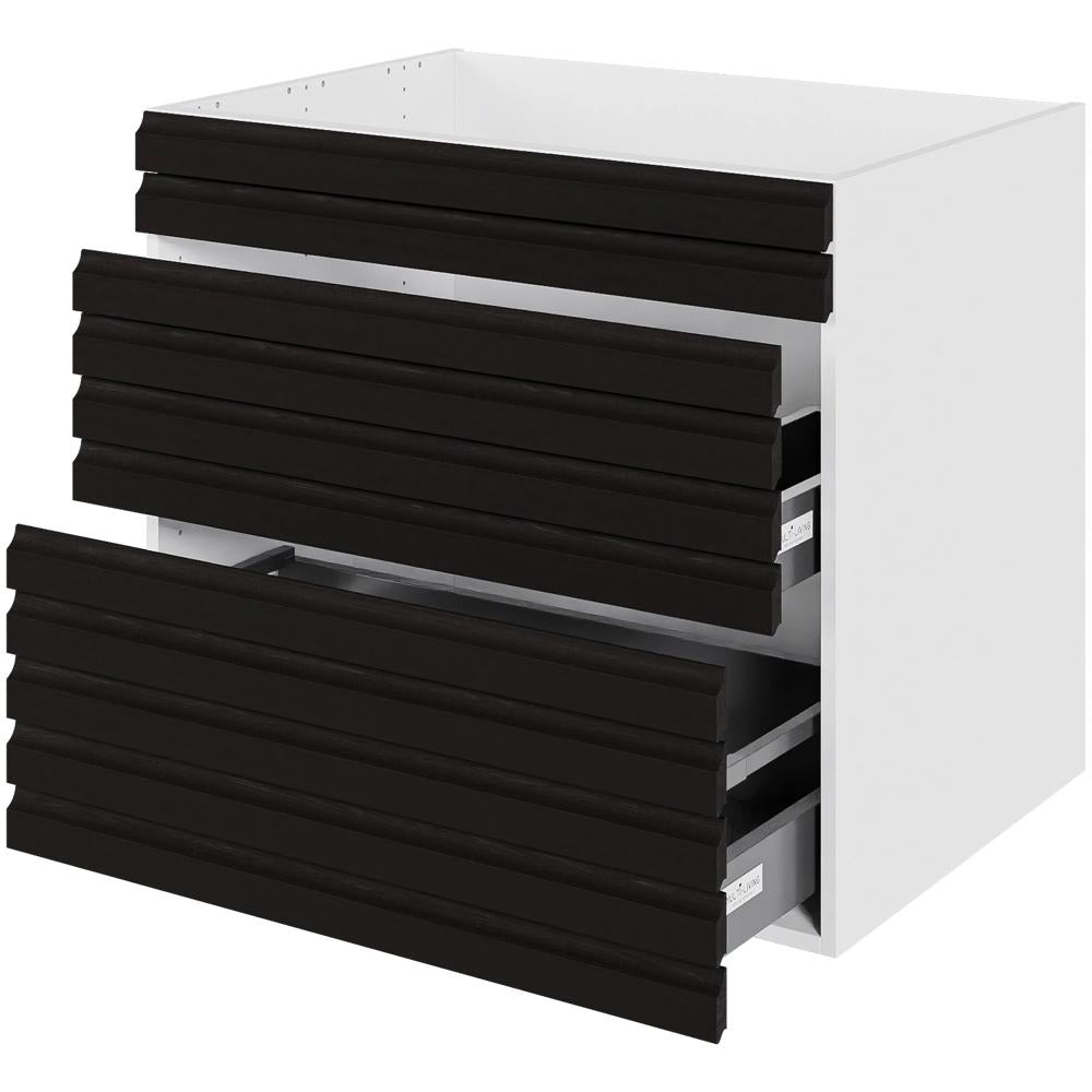 Multi-Living Køkken vaskeskab i S-Line sort Eg H: 70,4 cm D: 60,0 cm - Fuldudtræk med softluk - Bredde: 100 cm