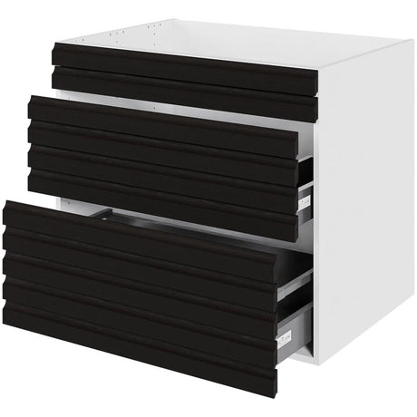 Multi-Living Køkken vaskeskab i S-Line sort Eg H: 70,4 cm D: 60,0 cm - Fuldudtræk med softluk - Bredde: 100 cm