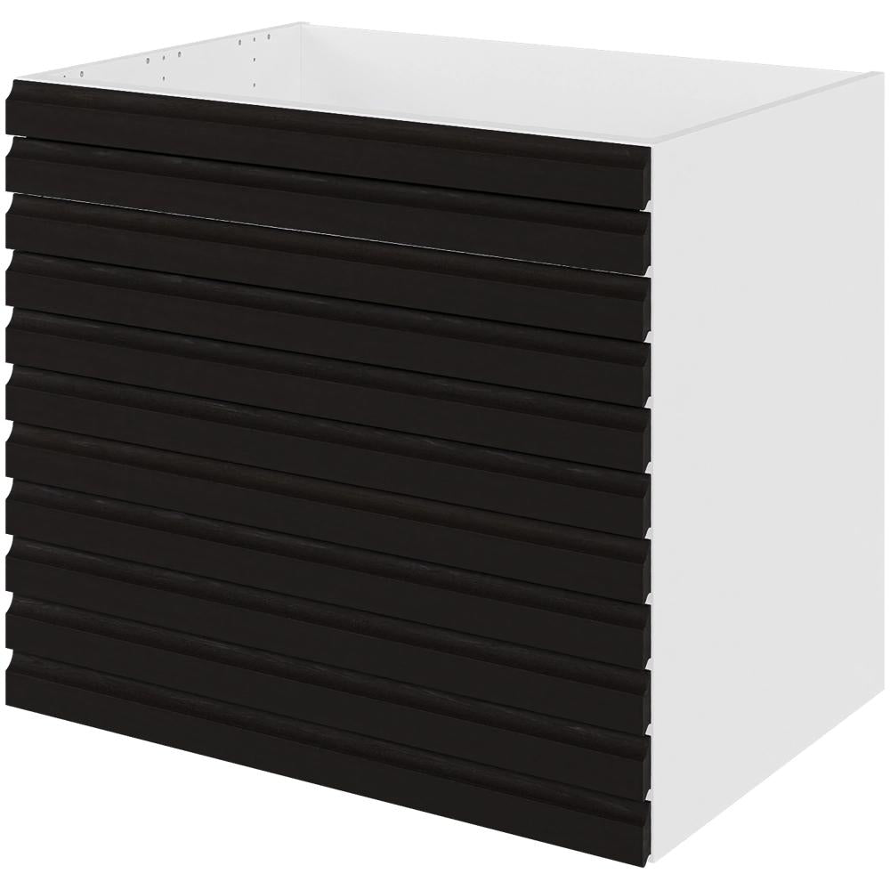 Multi-Living Køkken vaskeskab i S-Line sort Eg H: 70,4 cm D: 60,0 cm - Fuldudtræk med softluk - Bredde: 100 cm