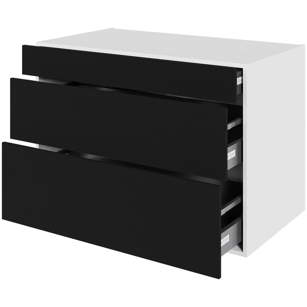 Multi-Living Køkken skuffeskab i Cibo Nero H: 70,4 cm D: 60,0 cm - 3 skuffer fuldtudtræk/softluk - Bredde: 100 cm