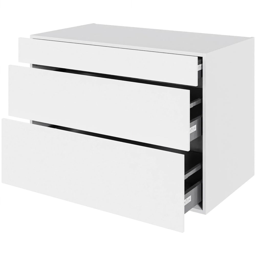 Multi-Living Køkken HQ kolonialskab i Cibo Bianco 129 H: 70,4 cm D: 60,0 cm B: 100 cm - med 3 skuffer, fuldudtræk og softluk