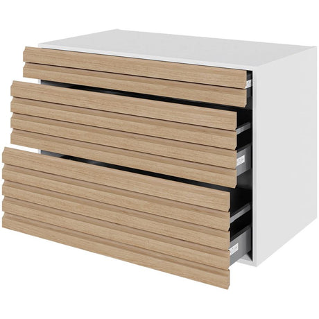 Multi-Living Køkken skuffeskab i S-Line Eg H: 70,4 cm D: 60,0 cm - 3 skuffer fuldtudtræk og softluk - Bredde: 100 cm