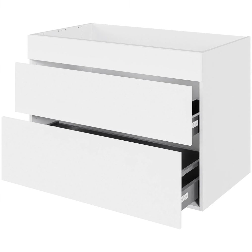 Multi-Living Køkken HQ vaskeskab/kolonialskab i Cibo Bianco 129 H: 70,4 cm D: 60,0 cm B: 100 cm - med metalforsarg, fuldudtræk og softluk