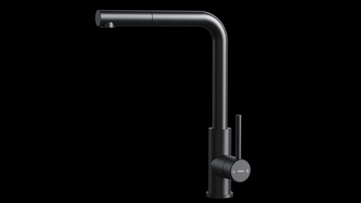 Blandare Universal i SS, matt black, L-pip och pull-out.