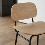 Frame Bar Stool - With backrest and Natural Oak - 73 cm.